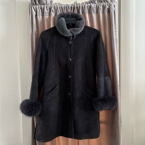 Vintage Women’s Shearling Coat With Fur Trim
